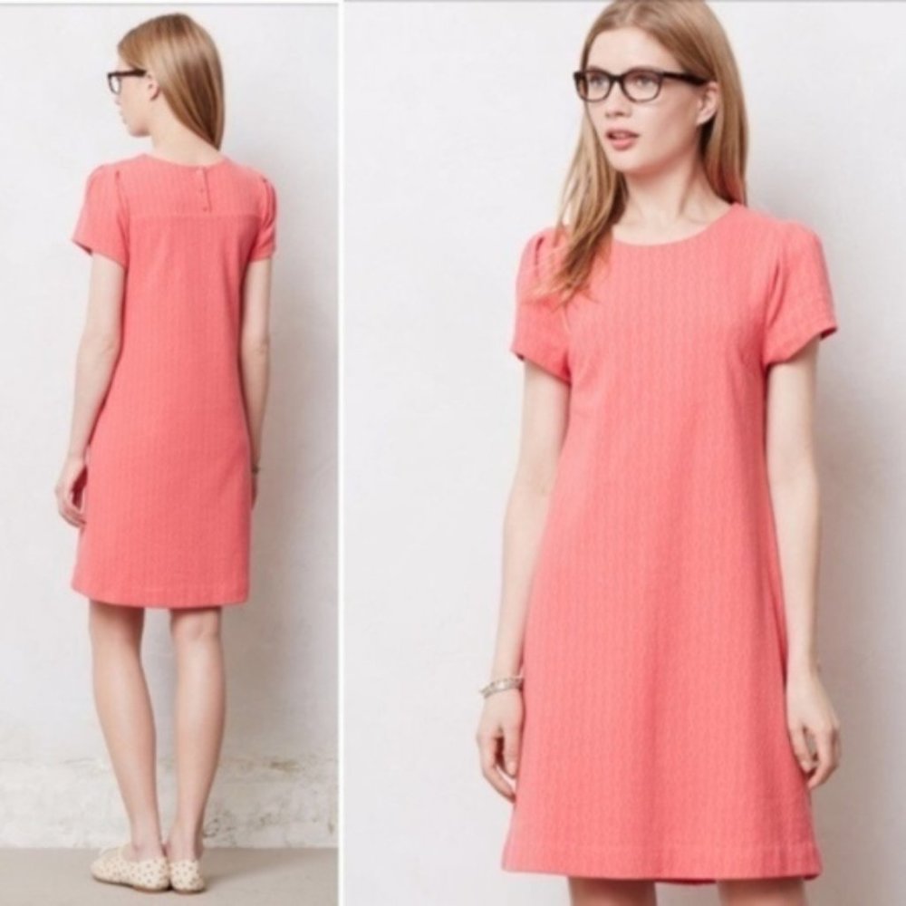 Anthropologie Maeve Coral Shift Dress